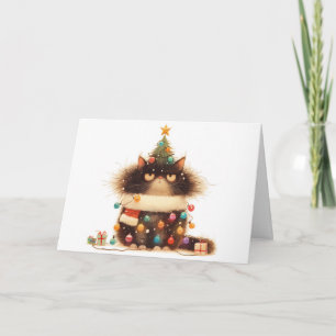 Carte de voeux Meowled Christmas Tangled Chat Ligh