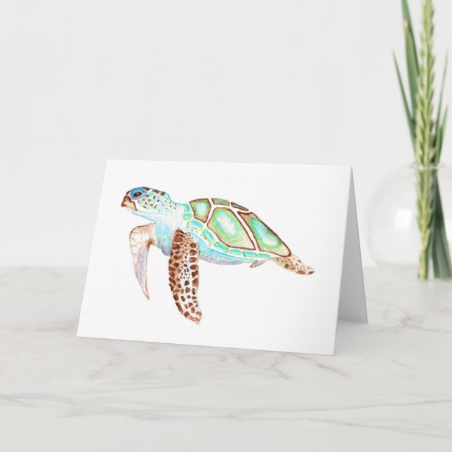 Carte de voeux Mer Turtle marron flipper Aquarelle (Devant)