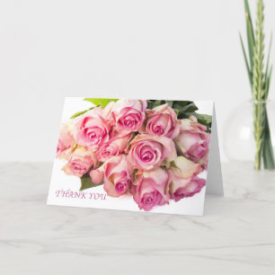 Carte de voeux Merci Bouquet Roses Roses Roses Ros