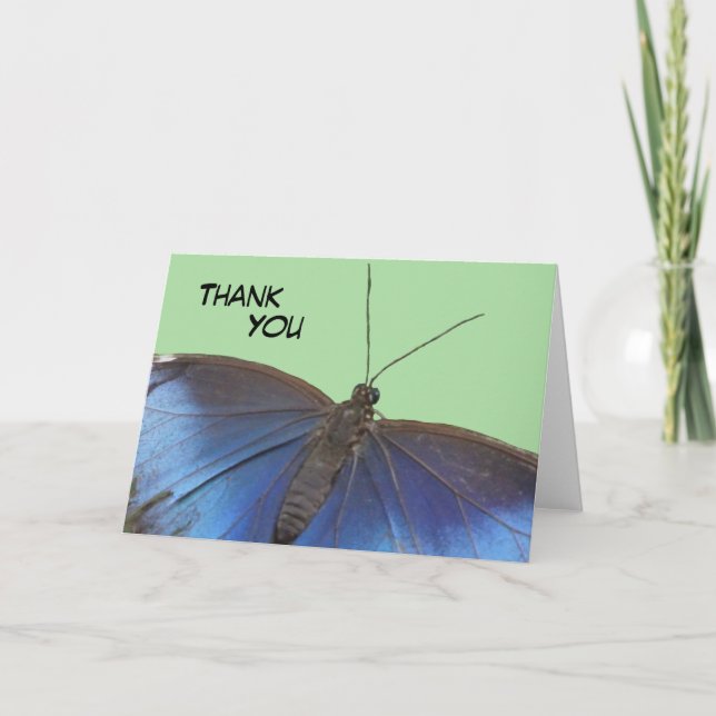Carte de voeux Merci de papillon bleu Morpho (Devant)