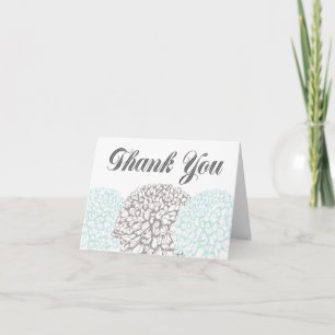 Carte de voeux Merci vintage Aqua Flowers