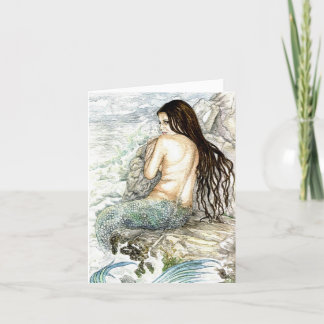 Carte de voeux Mermaid - Aquarelle imaginaire art