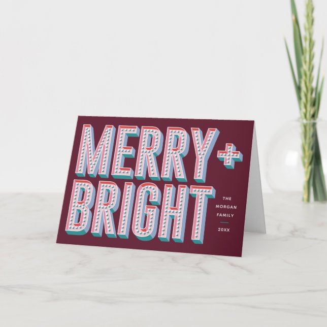 Carte de voeux Merry + Bright Marquee - Rouge (Devant)
