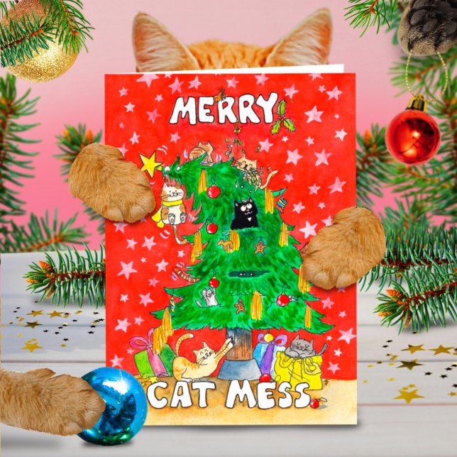 Carte de vœux 'Merry Cat Mess' de Nicole Janes (Créateur téléchargé)
