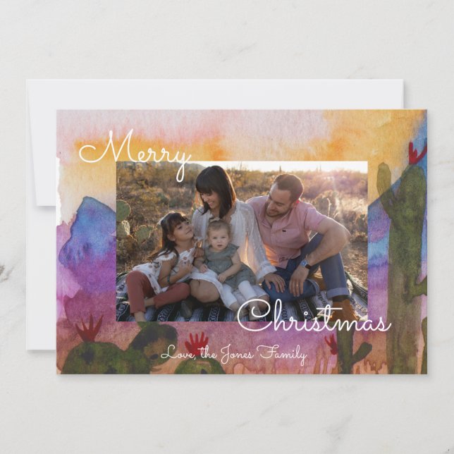 Carte de voeux Merry Christmas Desert Watercolor (Devant)