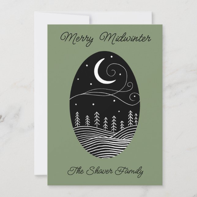 Carte de vœux Midwinter Moon avec photo à fond pla (Devant)