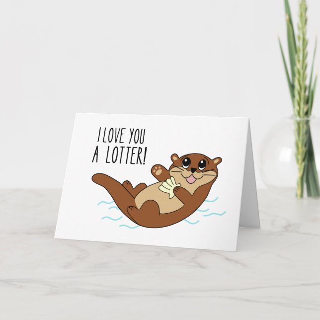 Carte de vœux mignonne : Amour de loutre (Devant)