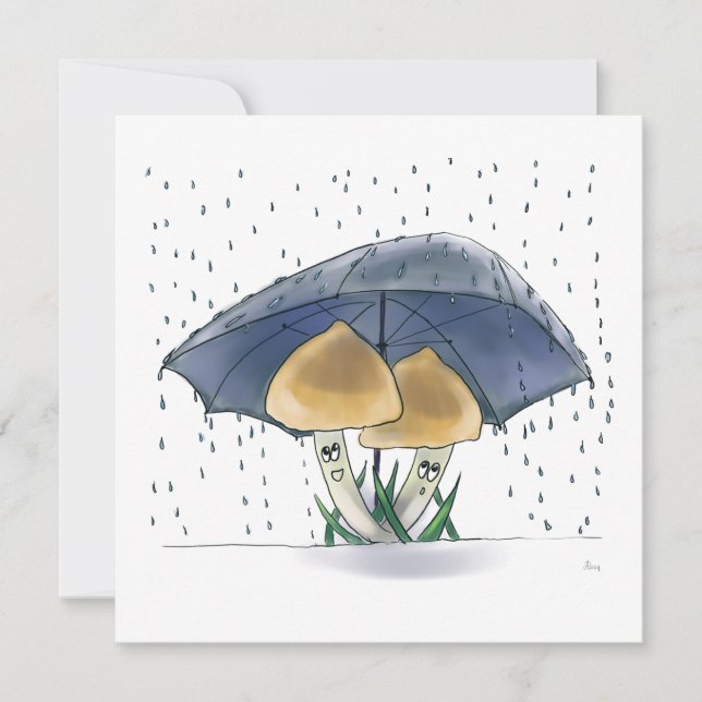 Carte de voeux mignonne aux champignons (Devant)