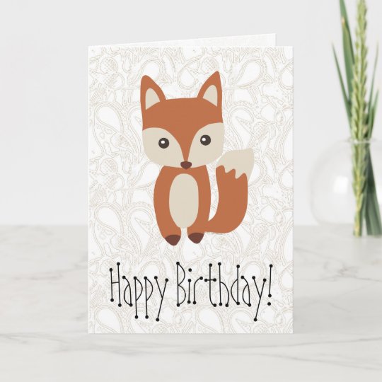 Carte De Voeux Mignonne D Anniversaire De Fox De Zazzle Fr