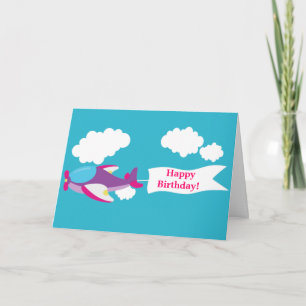 Carte de voeux mignonne de fille d'avion