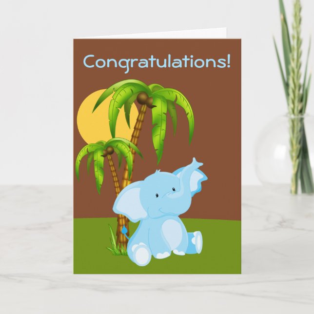 Carte de voeux mignonne de garçon d'éléphant de (Devant)