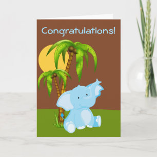 Carte de voeux mignonne de garçon d'éléphant de
