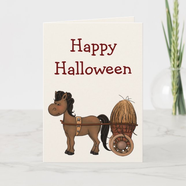 Carte de voeux mignonne de Halloween de cheval (Devant)