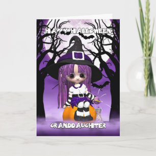 Carte de voeux mignonne de Halloween de sorcière