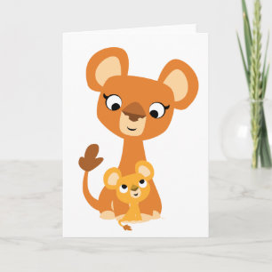 Carte de voeux mignonne de lion et de petit animal