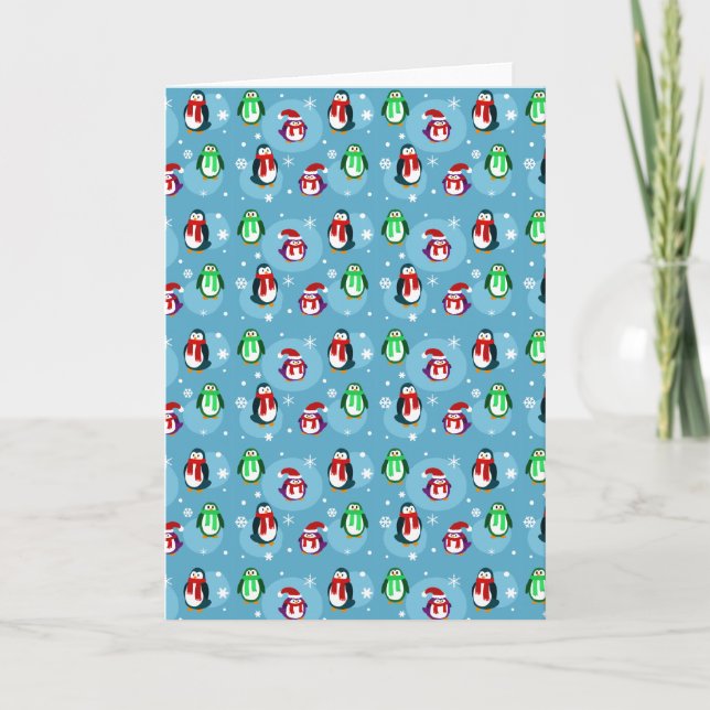 Carte de voeux mignonne de motif de pingouin de (Devant)