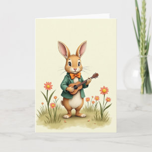 Carte de vœux mignonne de sérénade de lapin