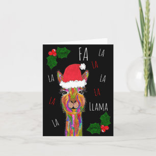 Carte de voeux mignonne et colorée de lama de Noël