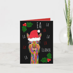 Carte de voeux mignonne et colorée de lama de Noël