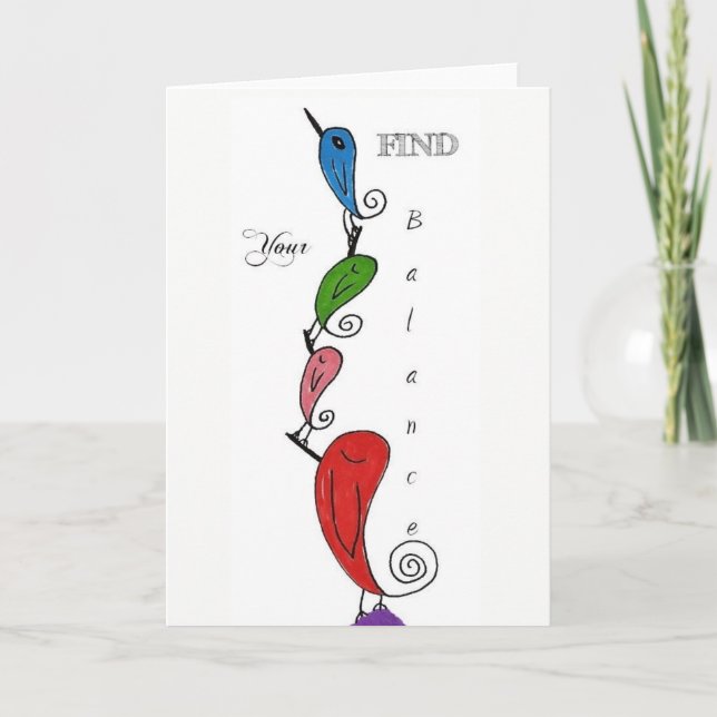 Carte de voeux mignonne et colorée d'oiseau (Devant)