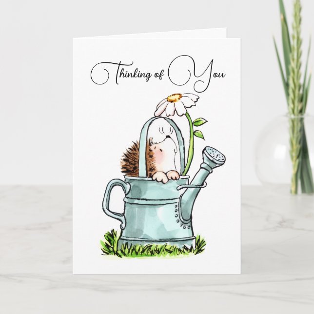 Carte de vœux mignonne hérisson pour penser à vous (Devant)