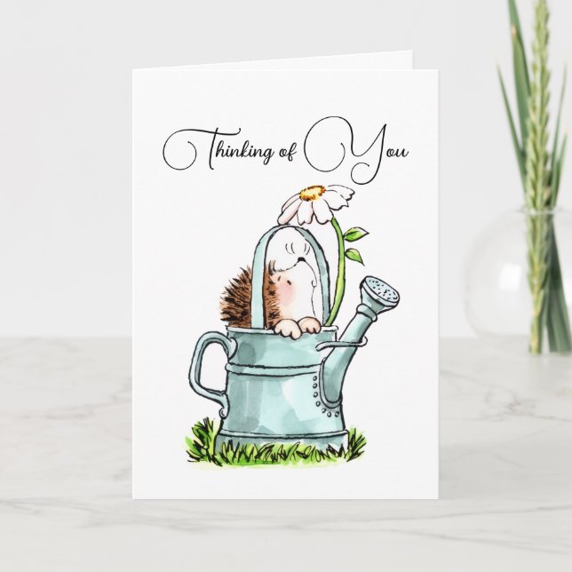 Carte de vœux mignonne hérisson pour penser à vous (Devant)