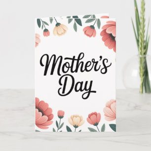 Carte de vœux minimale florale pour la fête des mè