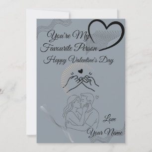 Carte de vœux minimale grise pour la Saint-Valenti