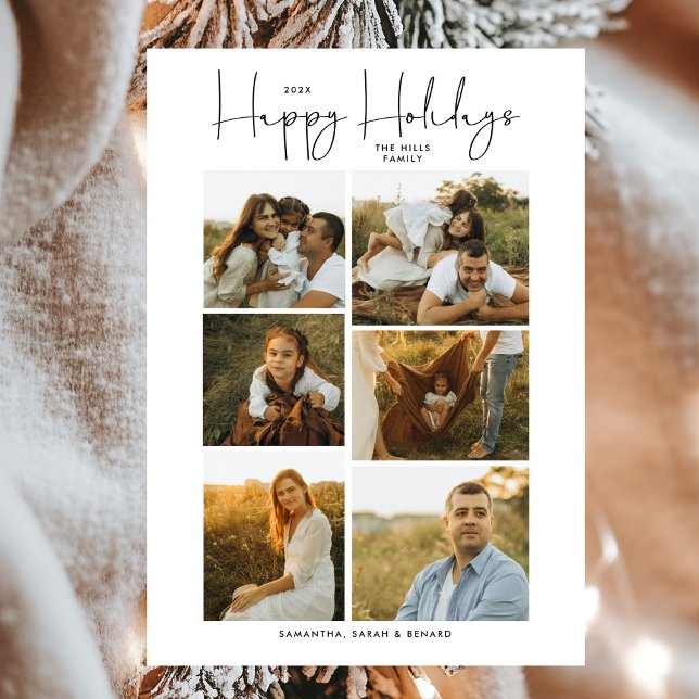 Carte de vœux minimale Joyeuses Fêtes Script Famil (Créateur téléchargé)