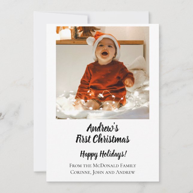 Carte de vœux minimale pour le premier Noël de béb (Devant)