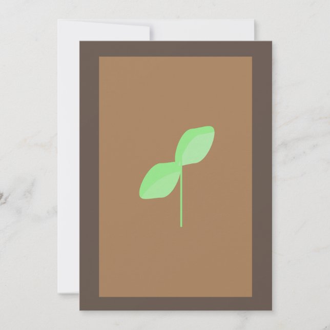 Carte de voeux minimaliste Brown feuille verte (Devant)