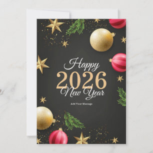 Carte de vœux minimaliste Nouvel An 2026 Fête