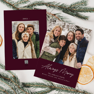 Carte de vœux minimaliste violet Always Merry 2 Ph