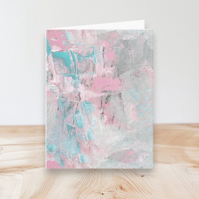 Carte de vœux moderne abstraite pliée rose (All Occasion Blank Note Cards by artist © Cathy Thompson. Perfect to have on hand for a quick hello.)