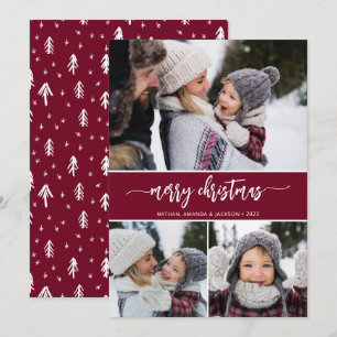Carte de vœux moderne avec trois photos pour Noël