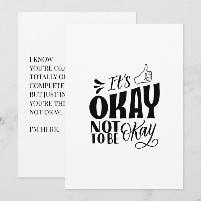 Carte de vœux moderne | c'est ok de ne pas être ok (Devant / Derrière)