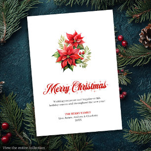 Carte de vœux moderne de bouquet de Noël à l'aquar