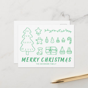 Carte de vœux moderne de Noël de la ligne verte