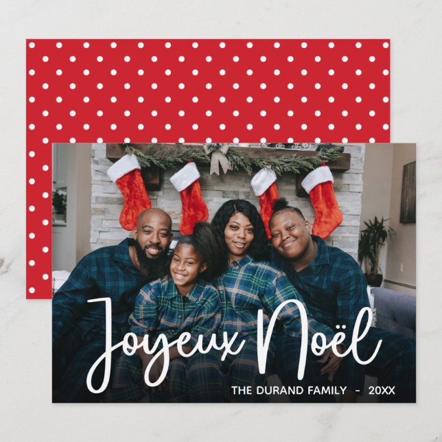 Carte de vœux moderne Joyeux Noel avec photo (Devant / Derrière)