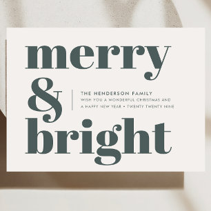 Carte de Vœux Moderne   Joyeux Noël Merry & Bright