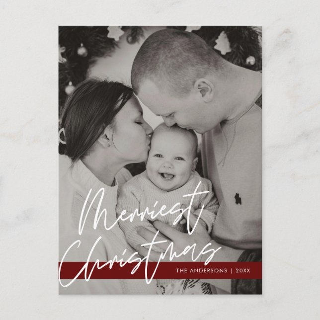 Carte de vœux moderne, Joyeux Noël Photo de famill (Devant)
