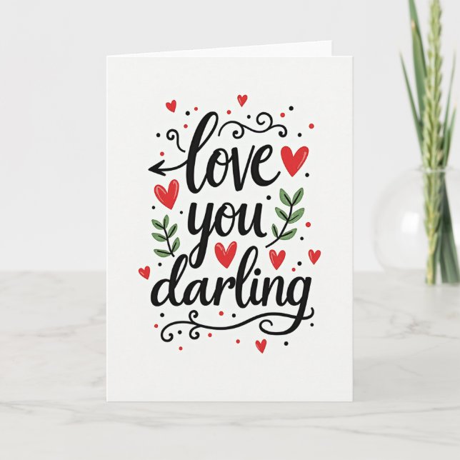 Carte de vœux moderne « Love You Darling » (Devant)