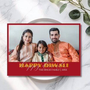 Carte de vœux moderne rouge cramoisi pour Diwali a