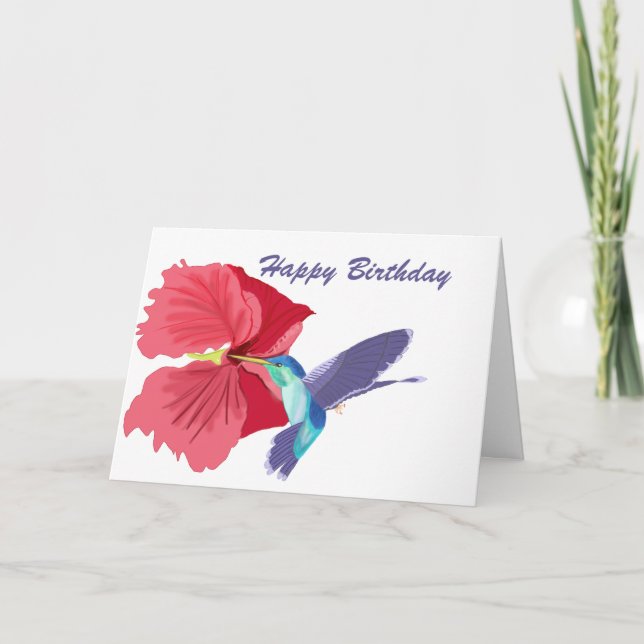 Carte de vœux modifiable Colibri Bleu et Vert (Devant)