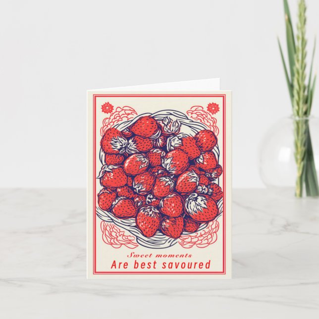 Carte de vœux Moments doux de fraise mignonne (Devant)