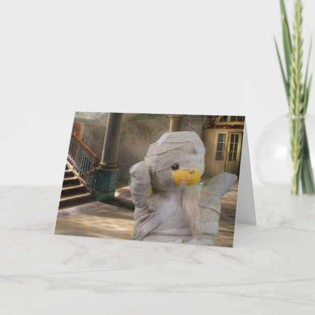 Carte de vœux Momie d'Halloween. (Devant)