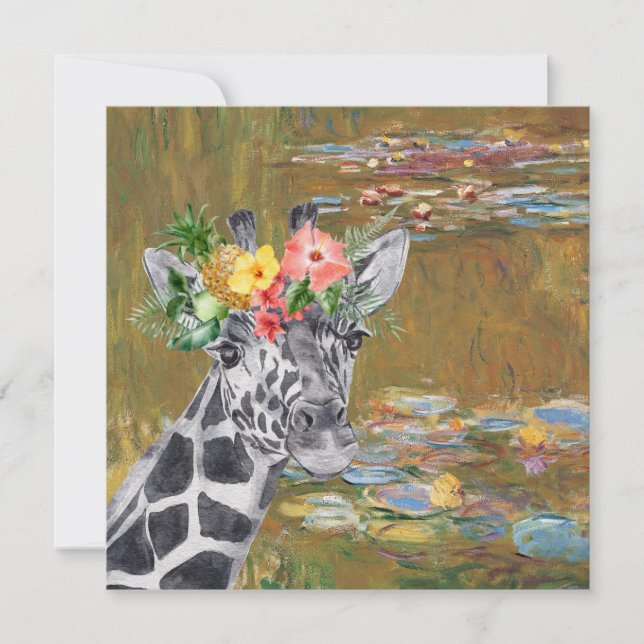 Carte de voeux Monet Lily Pond et Giraffe (Devant)