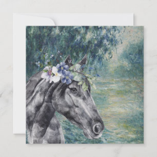 Carte de voeux Monet Morning Seine et Black Horse