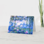 Carte de voeux Monet Pink Water Lys<br><div class="desc">Un nénuphar rose Monet plié carte de voeux (à l'intérieur est vide) avec de beaux nénuphars roses flottant dans un étang bleu calme avec des nénuphars. Un grand cadeau Monet pour les amateurs d'impressionnisme et d'art français. Impressionnisme nature serein avec de belles fleurs et paysage d'étang pittoresque.</div>