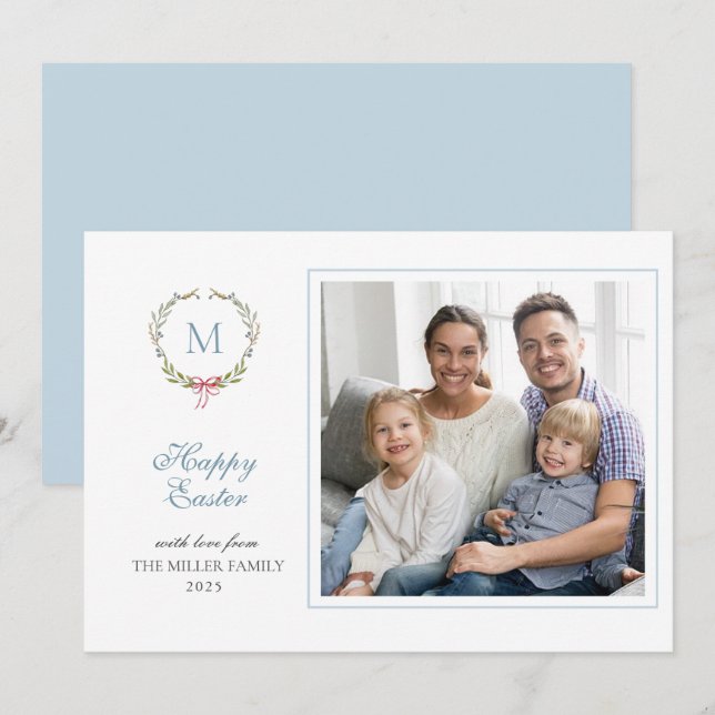 Carte de voeux Monogramme de Pâques (Devant / Derrière)